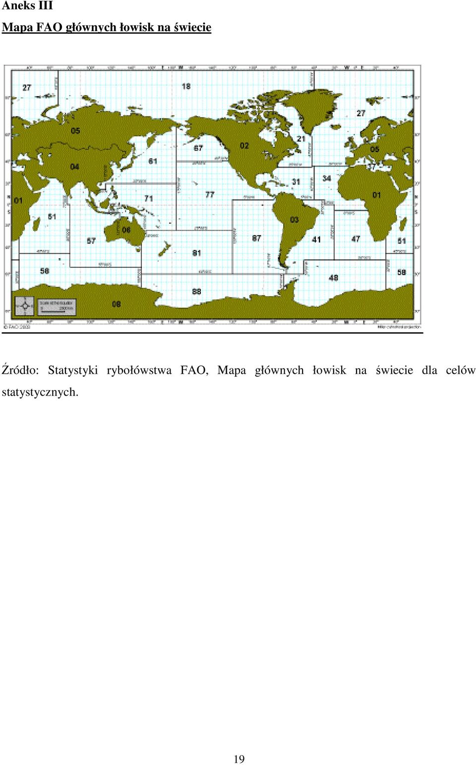 rybołówstwa FAO, Mapa głównych