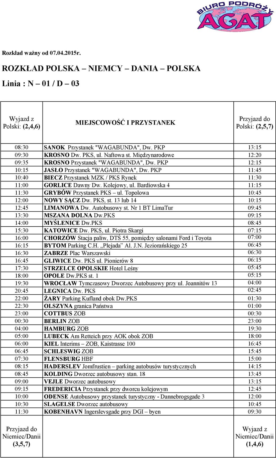 Bardiowska 4 11:15 11:30 GRYBÓW Przystanek PKS ul. Topolowa NOWY SĄCZ Dw. PKS, st. 13 lub 14 10:15 LIMANOWA Dw. Autobusowy st.