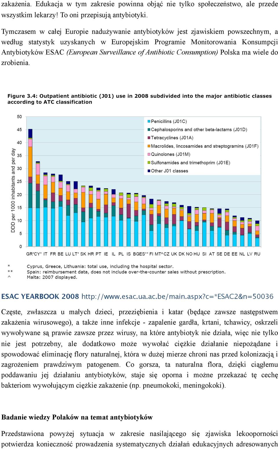 of Antibiotic Consumption) Polska ma wiele do zrobienia. ESAC YEARBOOK 2008 http://www.esac.ua.ac.be/main.aspx?