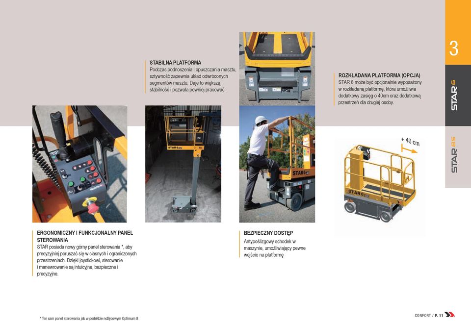 3 + 40 cm ERGONOMICZNY I FUNKCJONALNY PANEL STEROWANIA STAR posiada nowy górny panel sterowania *, aby precyzyjniej poruszać się w ciasnych i ograniczonych przestrzeniach.