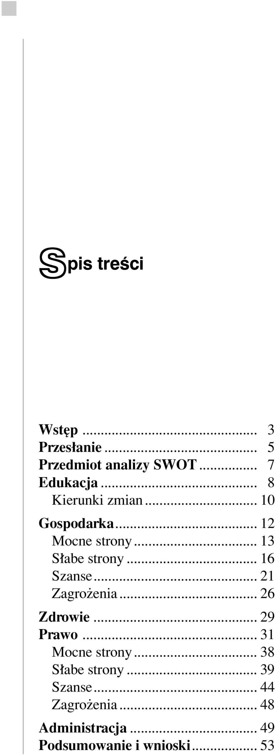 .. 21 Zagroøenia... 26 Zdrowie... 29 Prawo... 31 Mocne strony... 38 S abe strony.