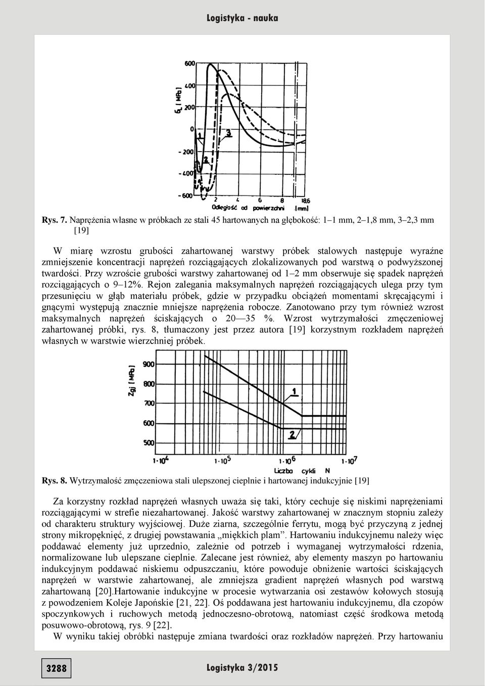 koncentracji naprężeń rozciągających zlokalizowanych pod warstwą o podwyższonej twardości. Przy wzroście grubości warstwy zahartowanej od 1 2 mm obserwuje się spadek naprężeń rozciągających o 9 12%.