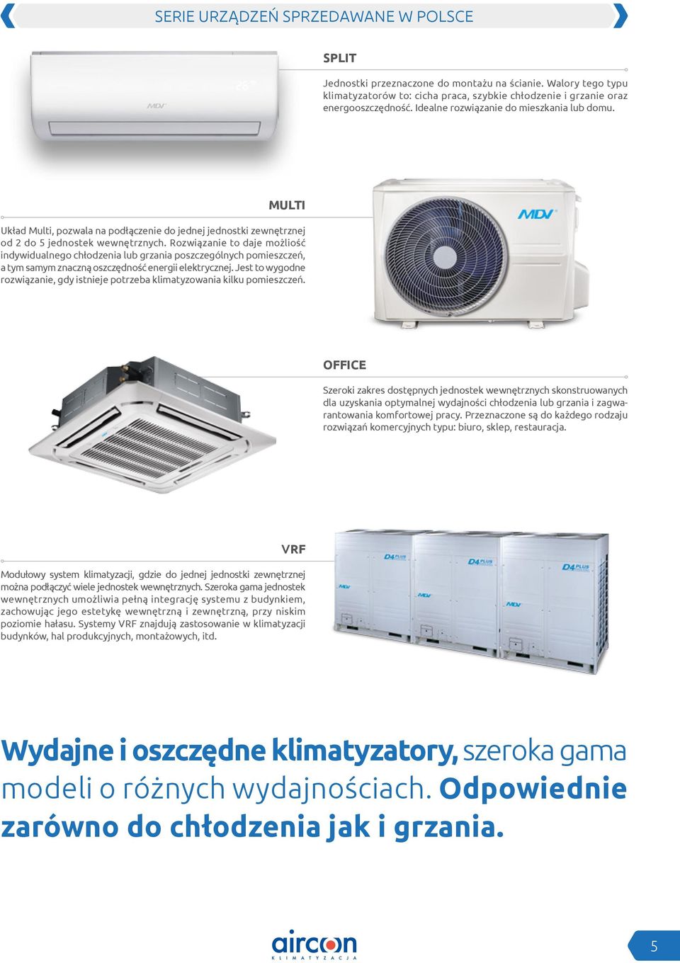 Rozwiązanie to daje możliość indywidualnego chłodzenia lub grzania poszczególnych pomieszczeń, a tym samym znaczną oszczędność energii elektrycznej.