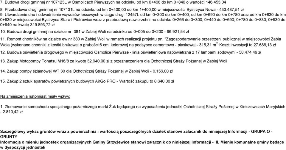 Utwardzenie dna i odwodnienie wąwozów lessowych w ciągu drogi 12457L od km 0+300 do km 0+400, od km 0+690 do km 0+780 oraz od km 0+830 do km 0+930 w miejscowości Stara i Piotrowice wraz z przebudową