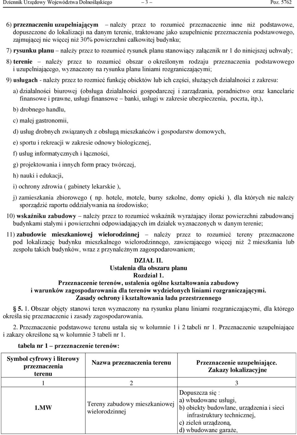 zajmującej nie więcej niż 30% powierzchni całkowitej budynku; 7) rysunku planu należy przez to rozumieć rysunek planu stanowiący załącznik nr 1 do niniejszej uchwały; 8) terenie należy przez to