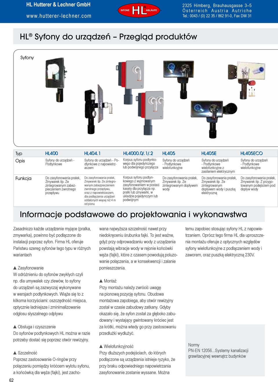 Ze zintegrowanym zabezpieczeniem zwrotnego przepływu, oraz z napowietrzaczem, dla podłączenia urządzeń oddalonych więcej niż 4 m od pionu Korpus syfonu podtynkowego dla pojedyńczego lub podwójnego