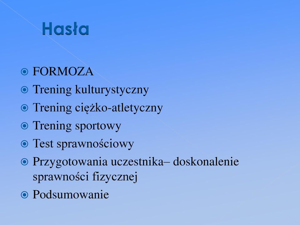 Test sprawnościowy Przygotowania