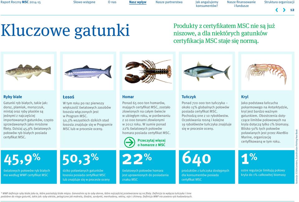 Dzisiaj 45,9% światowych połowów ryb białych posiada certyfikat MSC.
