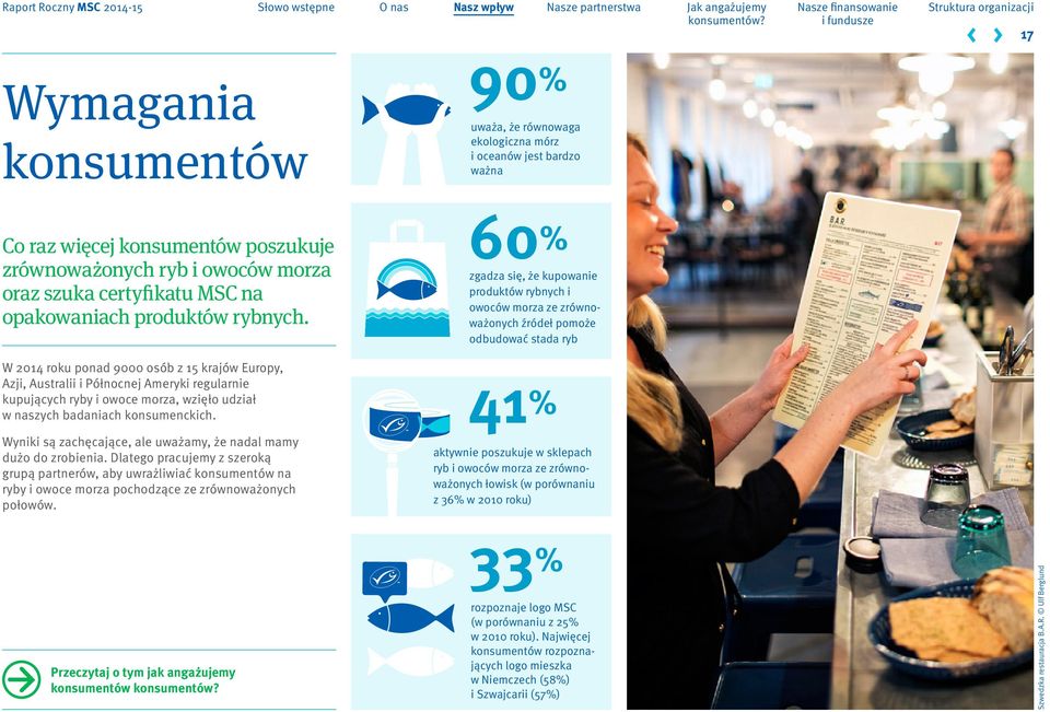 W 2014 roku ponad 9000 osób z 15 krajów Europy, Azji, Australii i Północnej Ameryki regularnie kupujących ryby i owoce morza, wzięło udział w naszych badaniach konsumenckich.