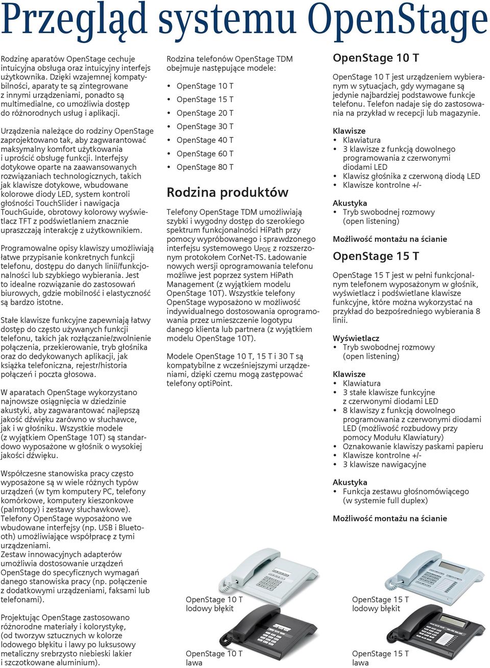 Urządzenia należące do rodziny OpenStage zaprojektowano tak, aby zagwarantować maksymalny komfort użytkowania i uprościć obsługę funkcji.