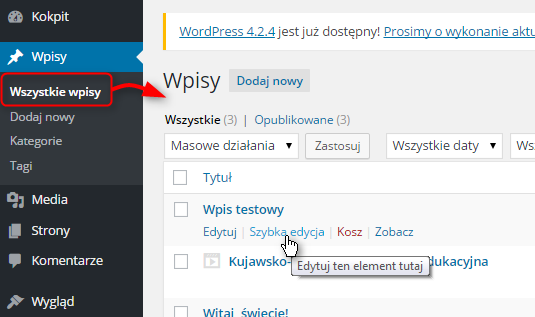 Dodatkowo ustawienia związane z komentowanie wpisów i stron mogą zostać nadpisane dla poszczególnych wpisów i stron.