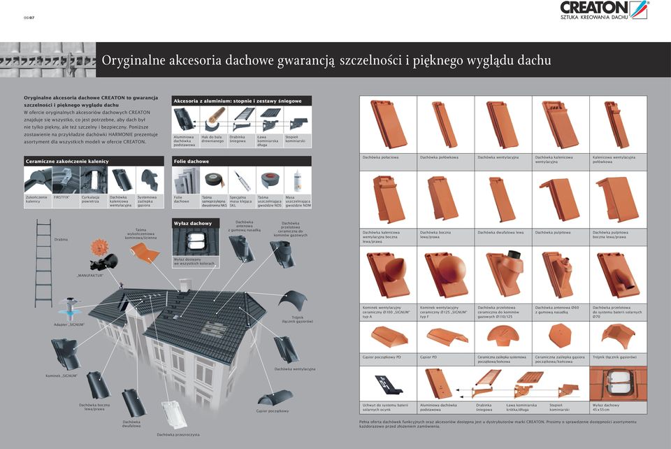 Poniższe zostawienie na przykładzie dachówki HARMONIE prezentuje asortyment dla wszystkich modeli w ofercie CREATON.