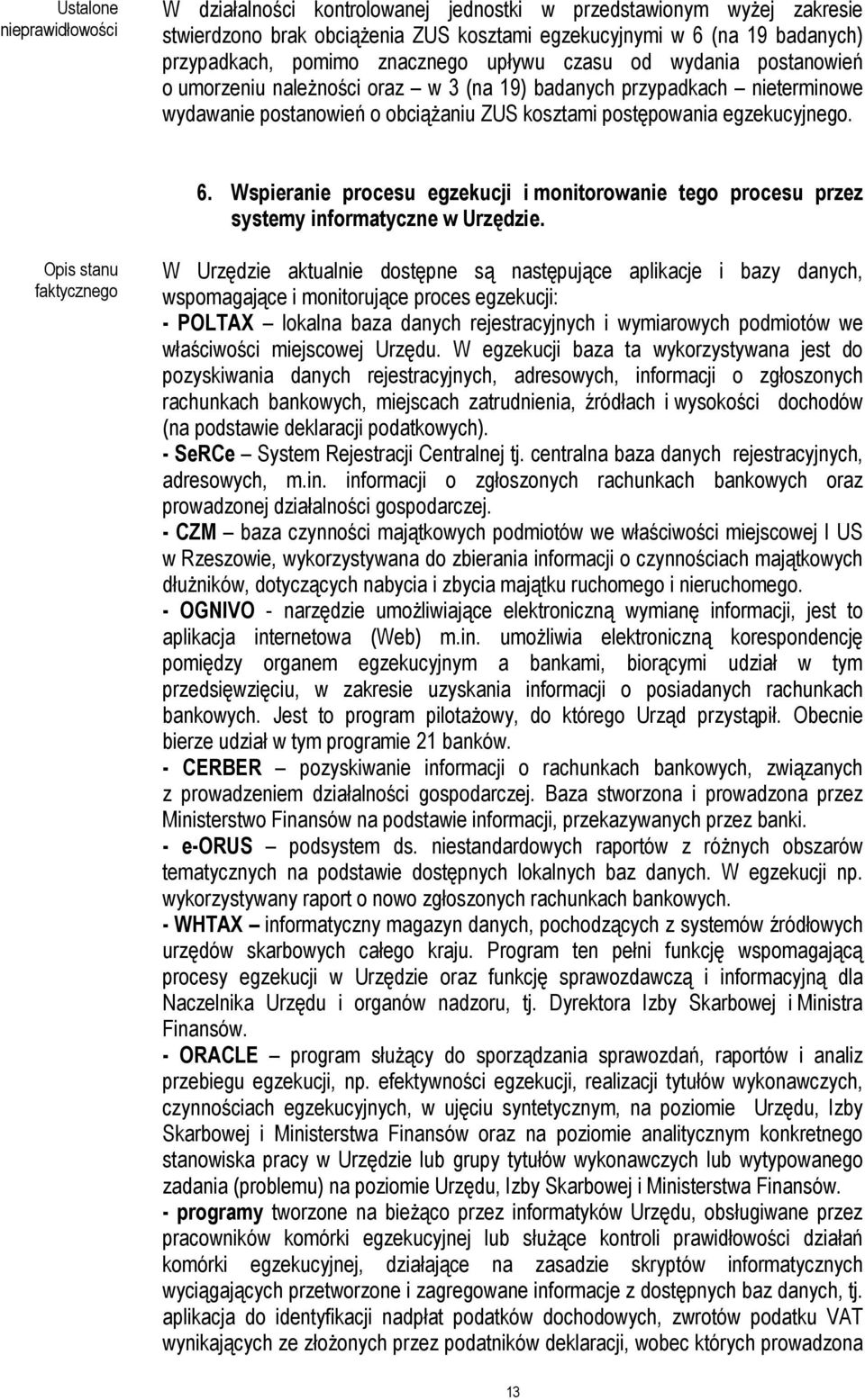 Wspieranie procesu egzekucji i monitorowanie tego procesu przez systemy informatyczne w Urzędzie.