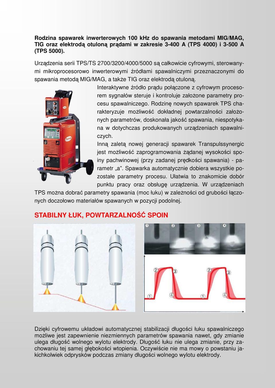 elektrodą otuloną. Interaktywne źródło prądu połączone z cyfrowym procesorem sygnałów steruje i kontroluje założone parametry procesu spawalniczego.