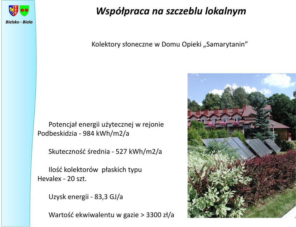 kwh/m2/a Skuteczność średnia - 527 kwh/m2/a Ilość kolektorów płaskich