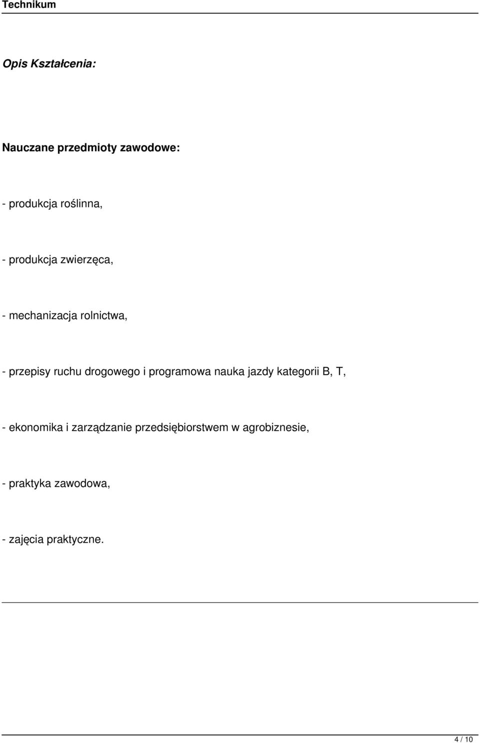 i programowa nauka jazdy kategorii B, T, - ekonomika i zarządzanie