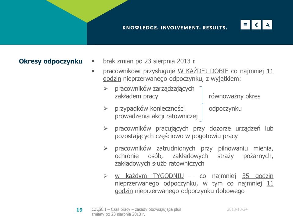 przypadków konieczności odpoczynku prowadzenia akcji ratowniczej pracowników pracujących przy dozorze urządzeń lub pozostających częściowo w pogotowiu pracy