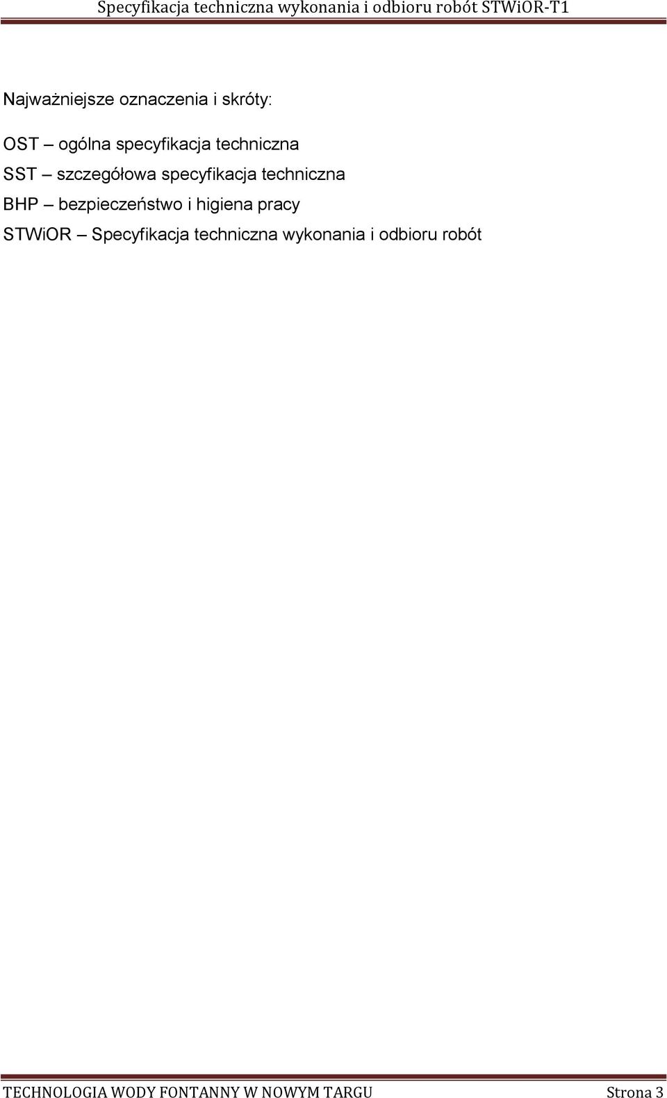 bezpieczeństwo i higiena pracy STWiOR Specyfikacja techniczna
