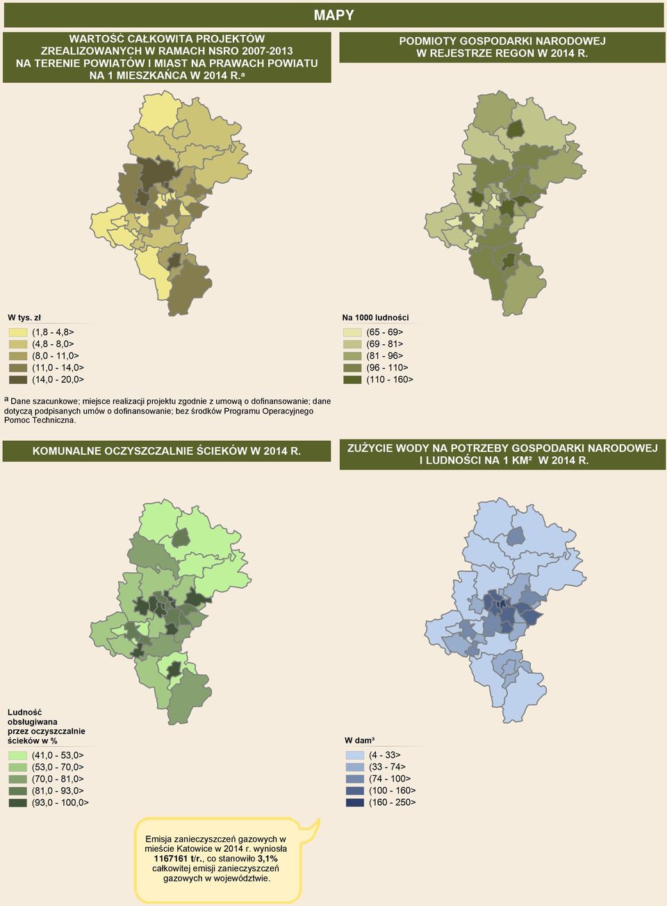 Operacyjnego Pomoc Techniczna. Emisja zanieczyszcze ½ gazowych w mieپ0 2cie Katowice w 2014 r.