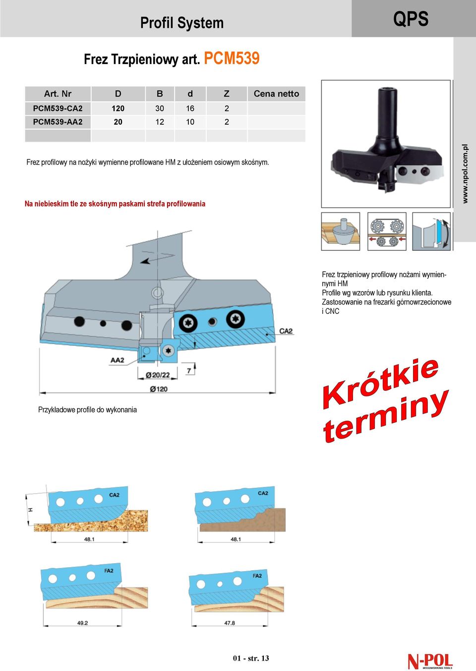 Frez profilowy na nożyki wymienne profilowane z