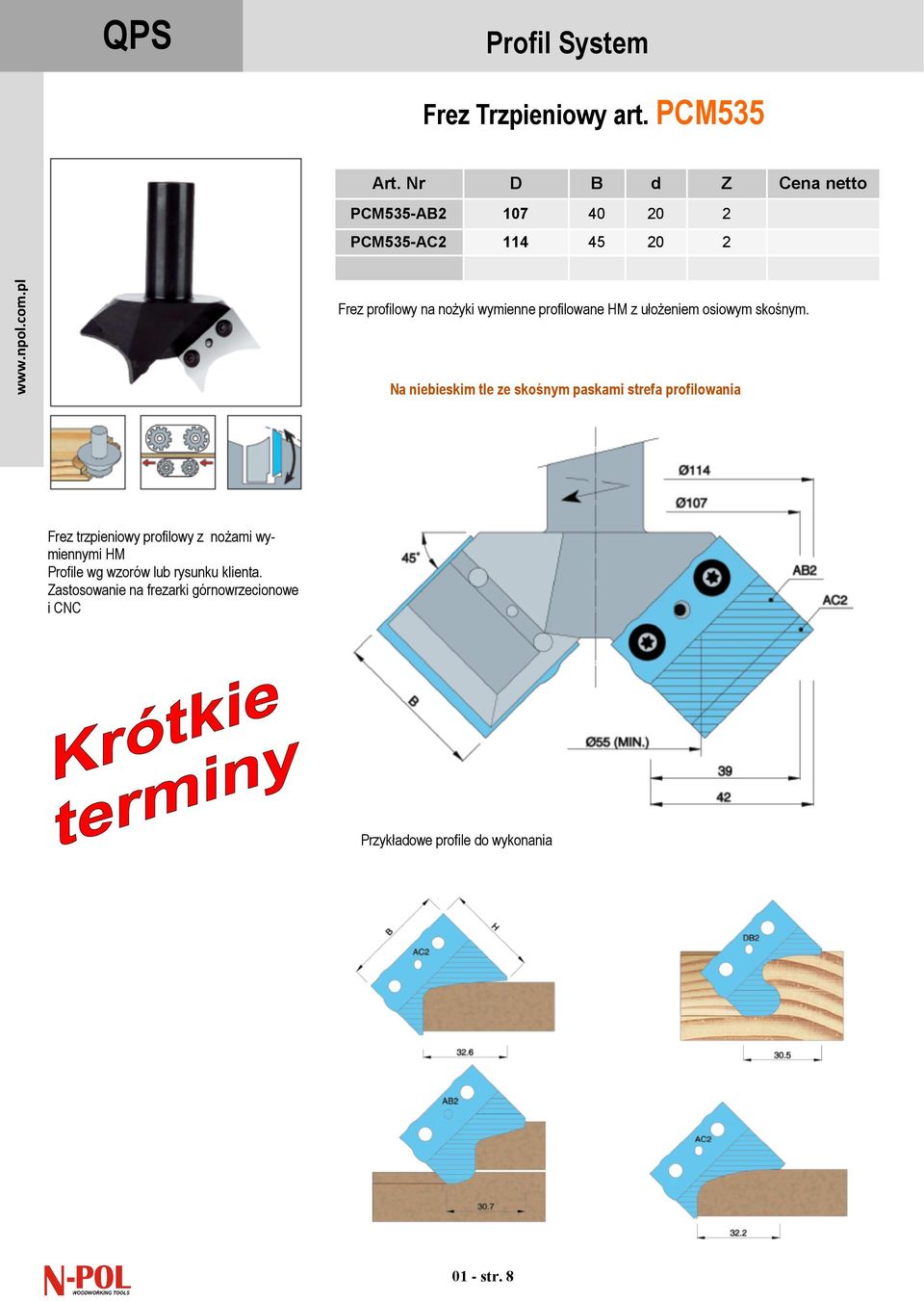 45 20 2 Frez profilowy na nożyki wymienne