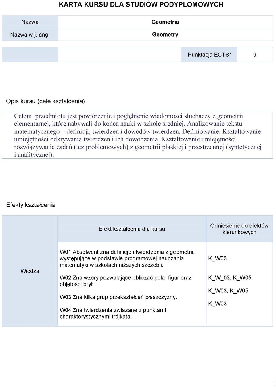 szkole średniej. Analizowanie tekstu matematycznego definicji, twierdzeń i dowodów twierdzeń. Definiowanie. Kształtowanie umiejętności odkrywania twierdzeń i ich dowodzenia.