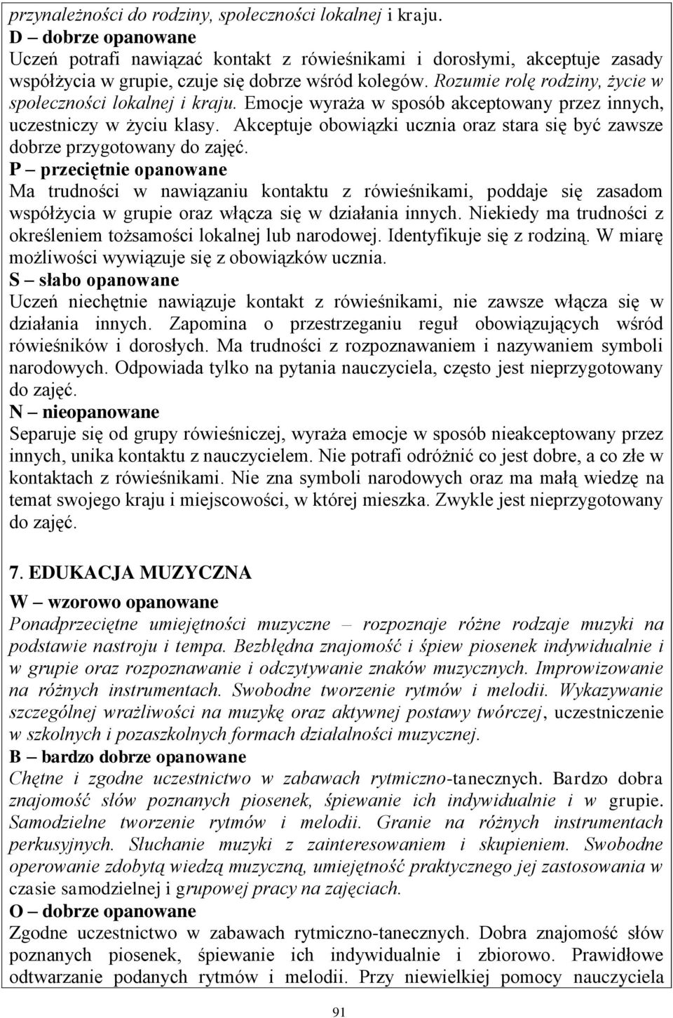 Rozumie rolę rodziny, życie w społeczności lokalnej i kraju. Emocje wyraża w sposób akceptowany przez innych, uczestniczy w życiu klasy.