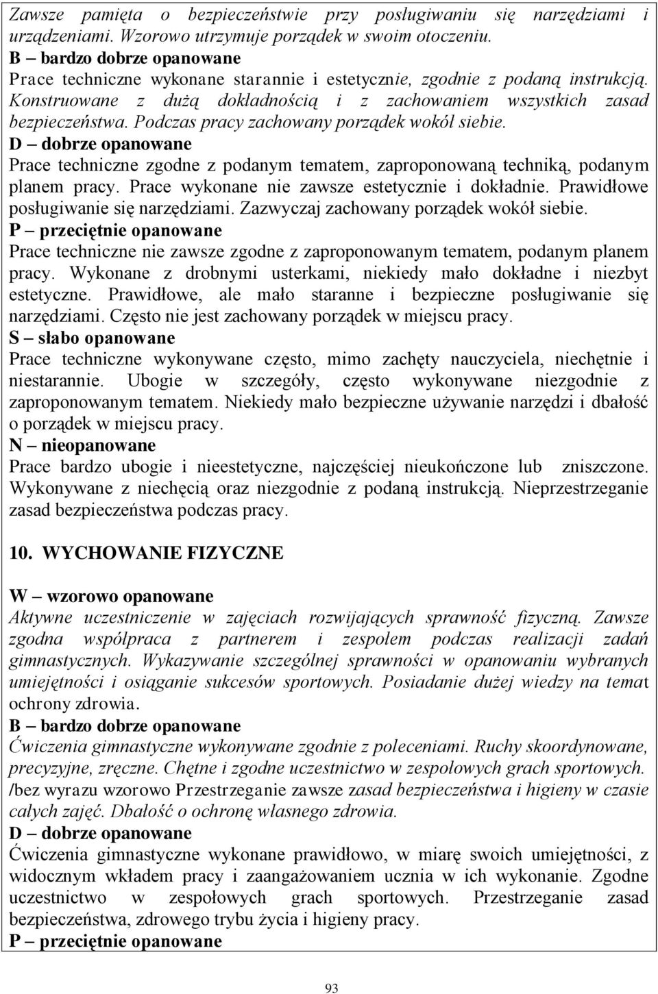 Podczas pracy zachowany porządek wokół siebie. D dobrze opanowane Prace techniczne zgodne z podanym tematem, zaproponowaną techniką, podanym planem pracy.