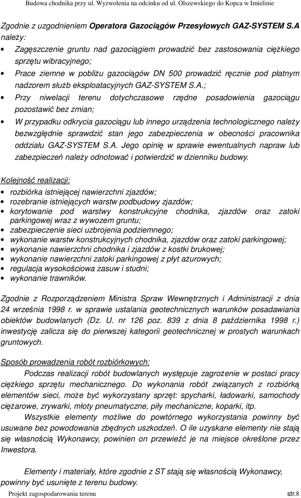 eksploatacyjnych GAZ