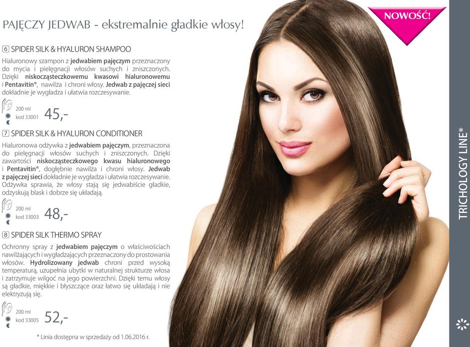 kod 00 5,- 7 SPIDER SILK & HYALURON CONDITIONER Hialuronowa odżywka z jedwabiem pajęczym, przeznaczona do pielęgnacji włosów suchych i zniszczonych.