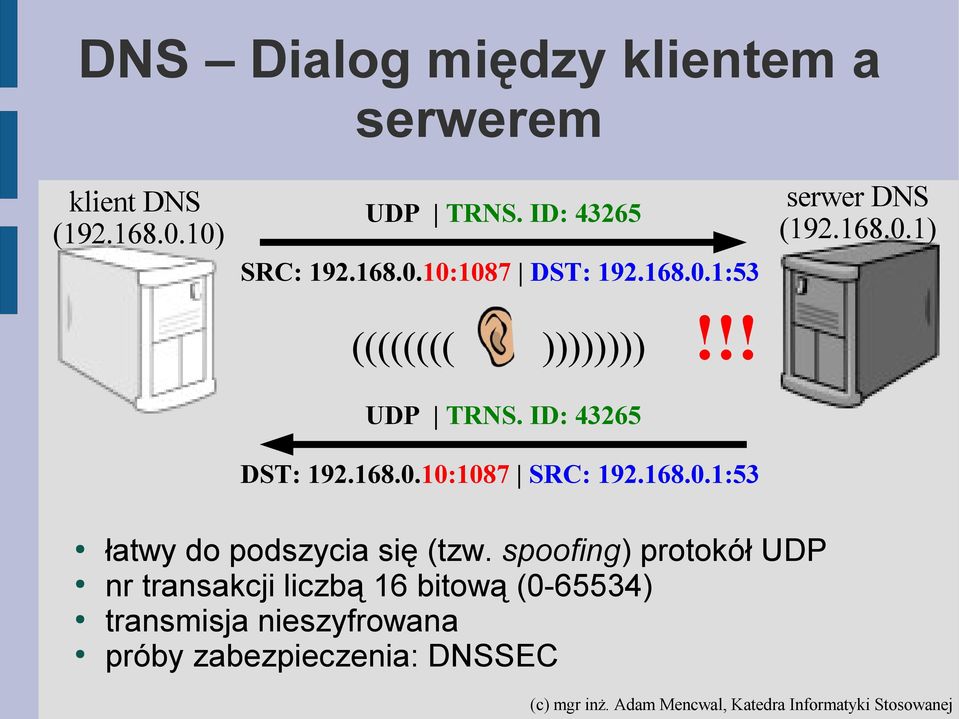 168.0.1:53 serwer DNS (192.168.0.1) łatwy do podszycia się (tzw.