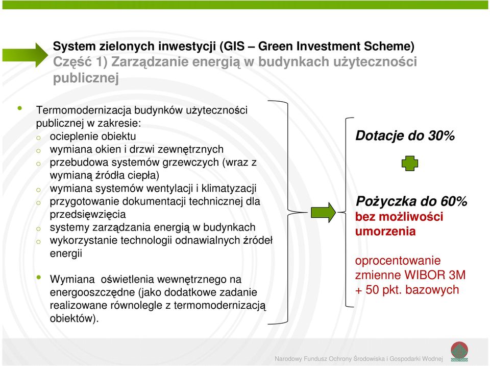 dokumentacji technicznej dla przedsięwzięcia o systemy zarządzania energią w budynkach o wykorzystanie technologii odnawialnych źródeł energii Wymiana oświetlenia wewnętrznego na