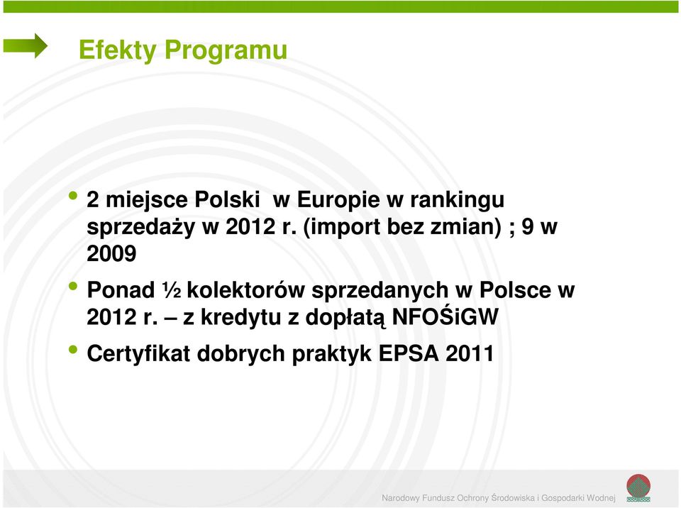 (import bez zmian) ; 9 w 2009 Ponad ½ kolektorów