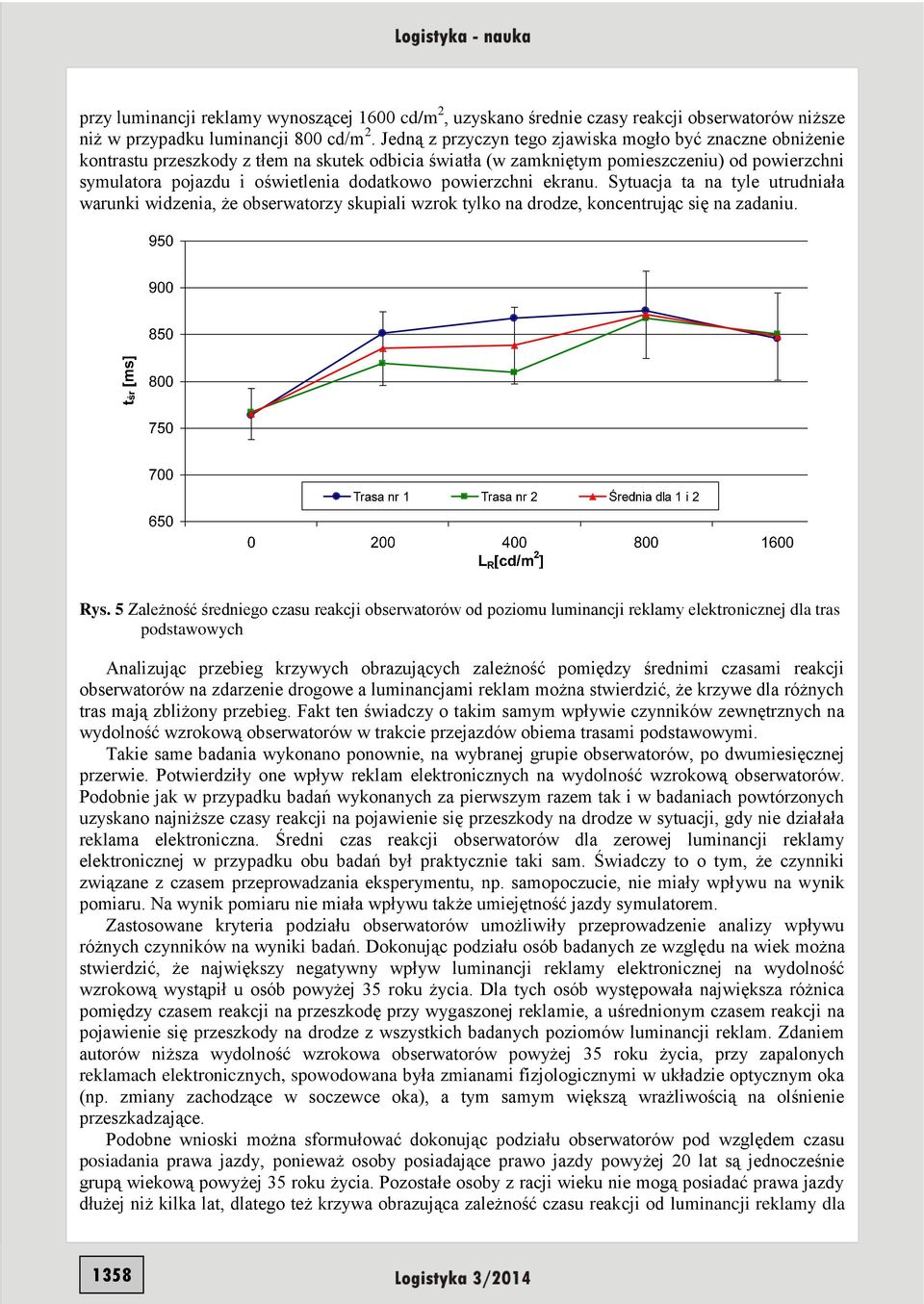 powierzchni ekranu. Sytuacja ta na tyle utrudniała warunki widzenia, że obserwatorzy skupiali wzrok tylko na drodze, koncentrując się na zadaniu. Rys.