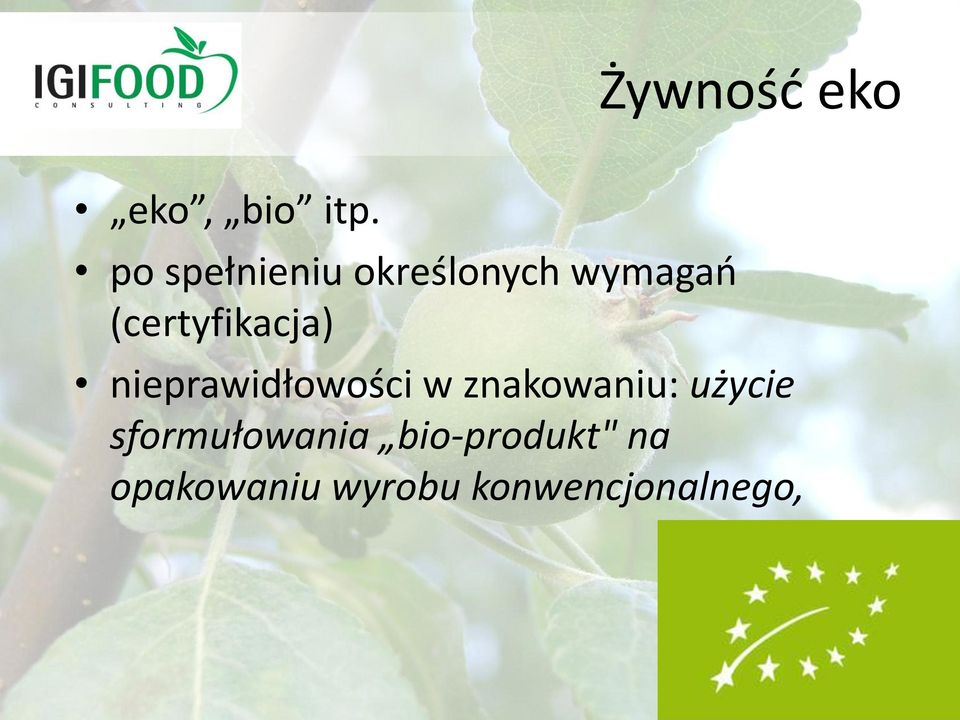 (certyfikacja) nieprawidłowości w