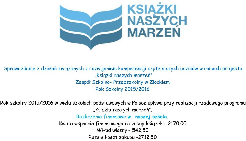szkołach podstawowych w Polsce upływa przy realizacji rządowego programu Książki naszych marzeń.