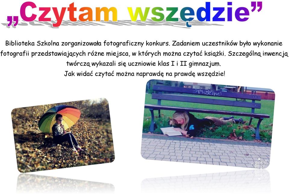 miejsca, w których można czytać książki.