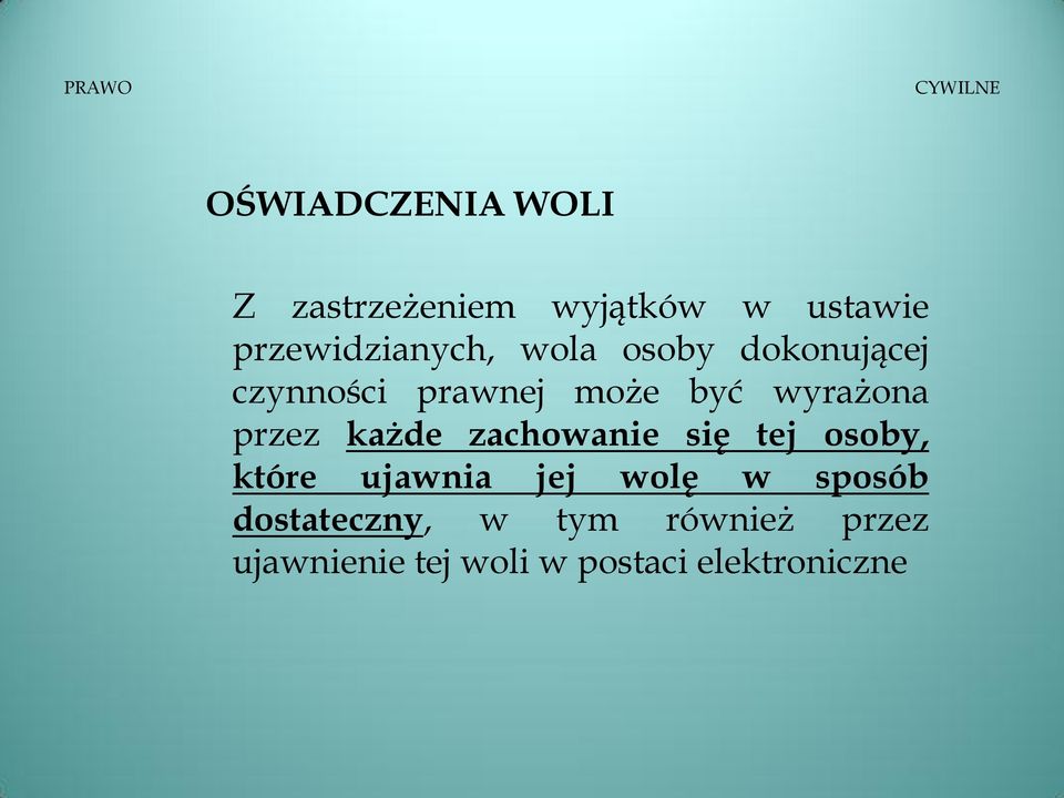 wyrażona przez każde zachowanie się tej osoby, które ujawnia jej wolę w