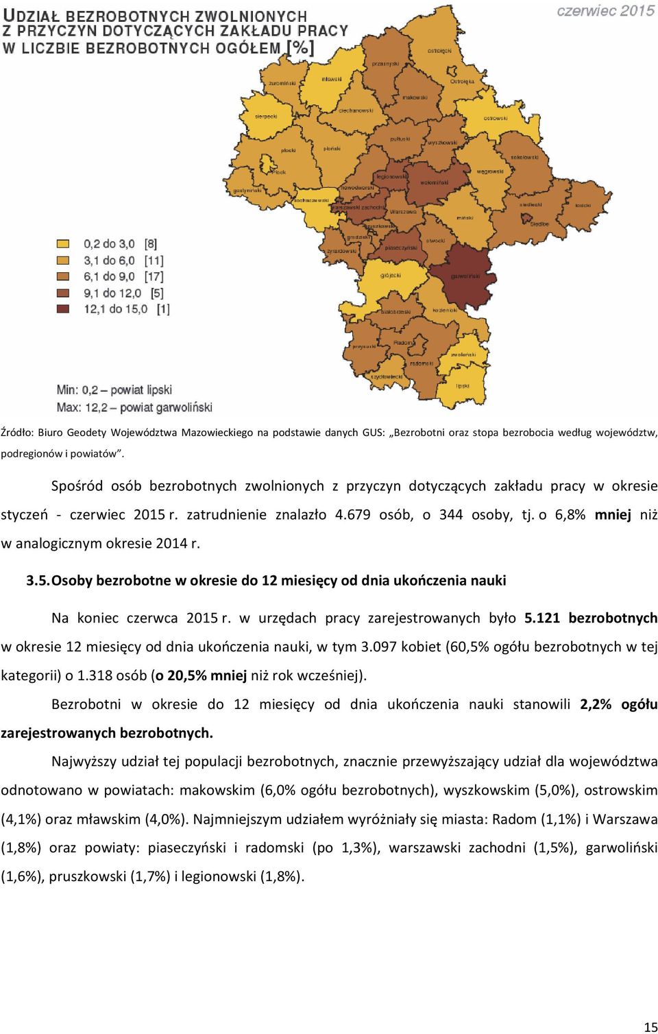 w urzędach pracy zarejestrowanych było 5.121 w okresie 12 miesięcy od dnia ukończenia nauki, w tym 3.097 kobiet (60,5% ogółu w tej kategorii) o 1.318 osób (o 20,5% mniej niż rok wcześniej).