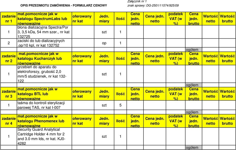 , 75 zaciski do tub dializacyjnych,op/0 kpl, 75 katalogu Kucharczyk lub grzebień do aparatu do elektroforezy, grubość,0 mm/5