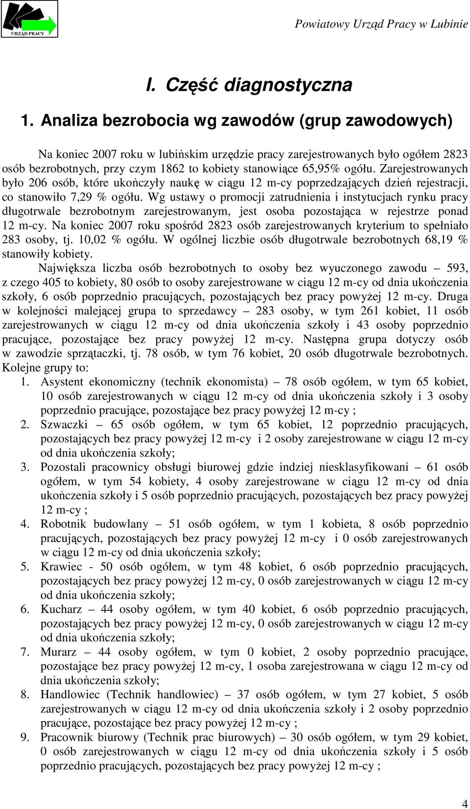 Zarejestrowanych było 206 osób, które ukończyły naukę w ciągu 12 m-cy poprzedzających dzień rejestracji, co stanowiło 7,29 % ogółu.
