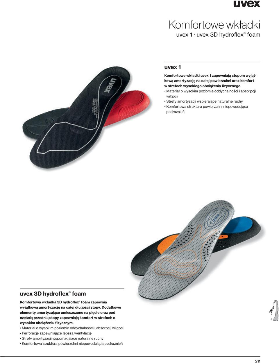 Komfortowa wkładka 3D hydroflex foam zapewnia wyjątkową amortyzację na całej długości stopy.