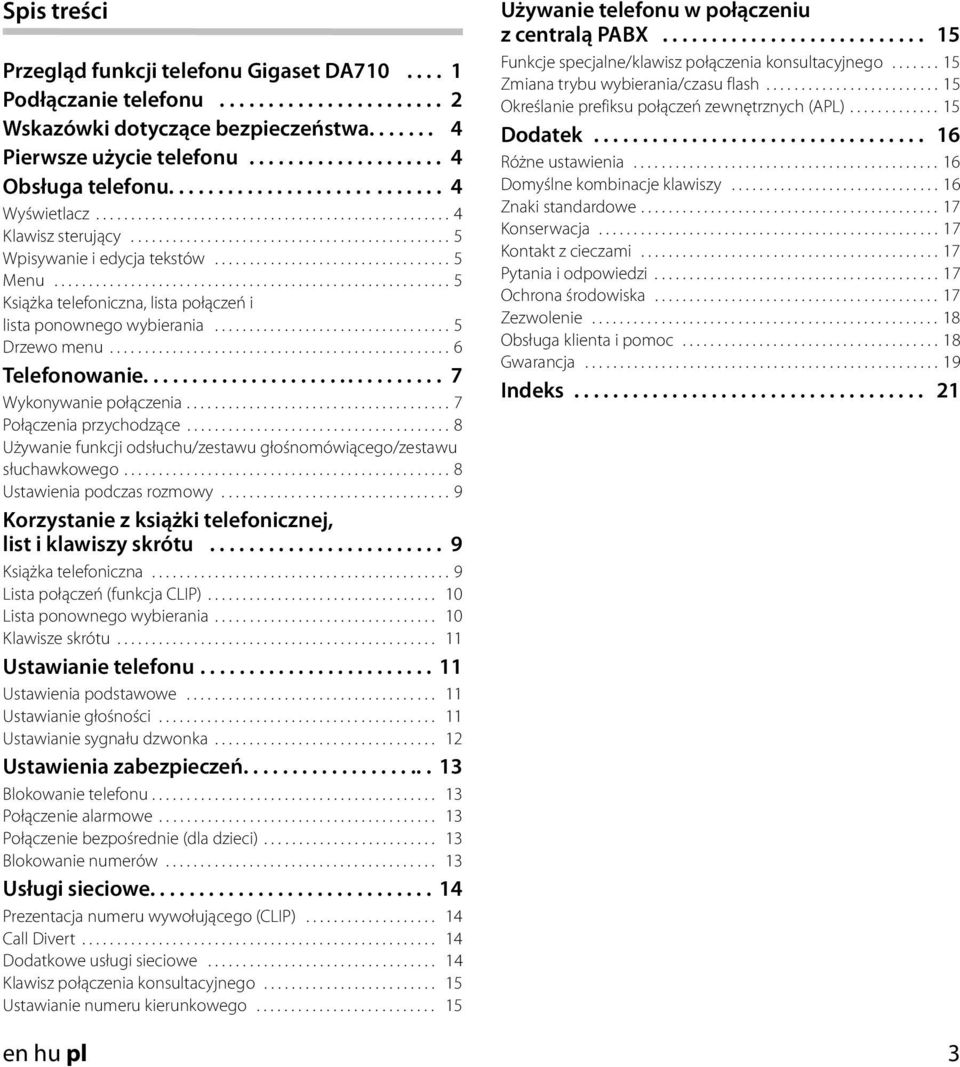........................................................ 5 Książka telefoniczna, lista połączeń i lista ponownego wybierania.................................. 5 Drzewo menu................................................. 6 Telefonowanie.