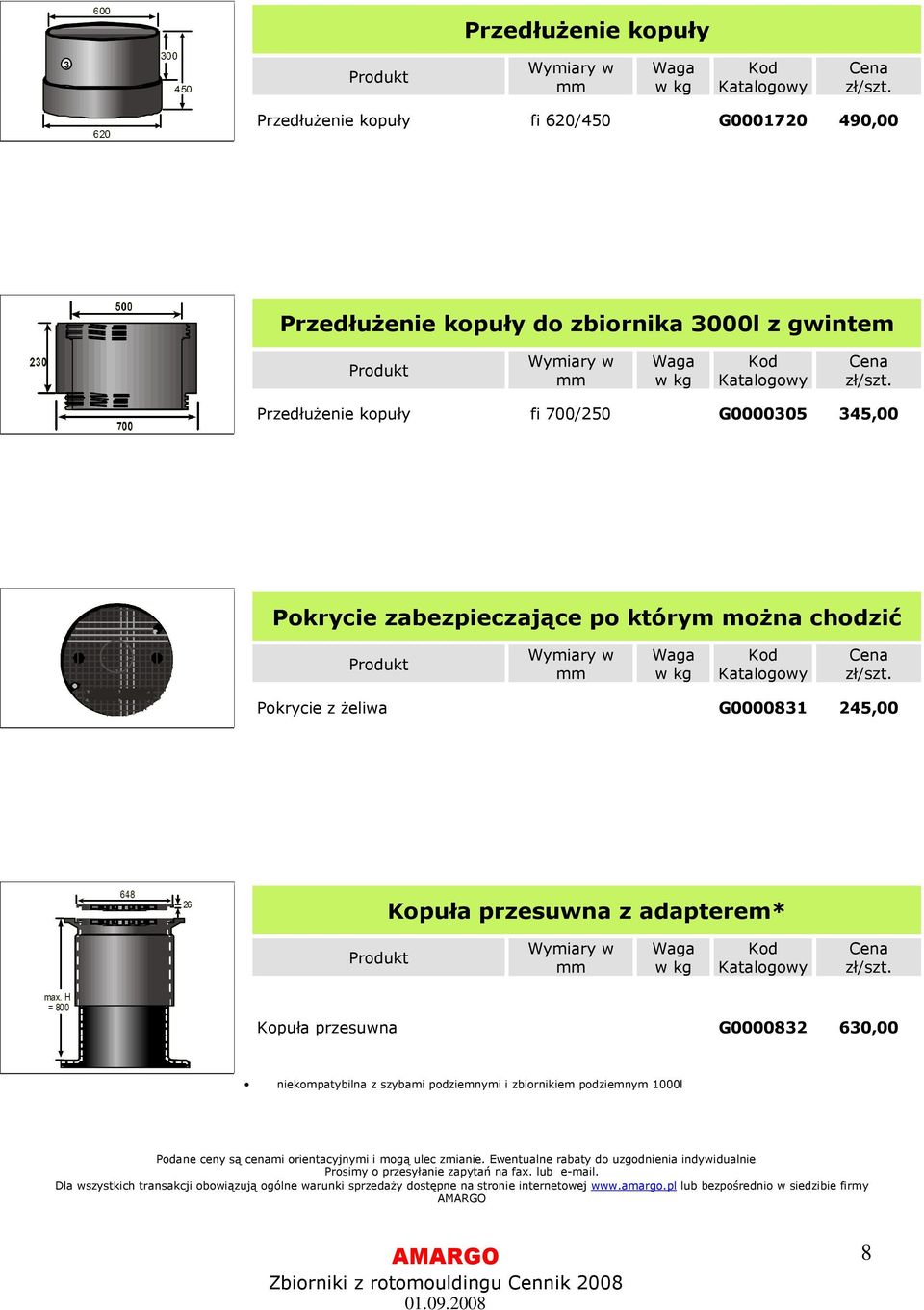 zbiornikiem podziemnym 1000l *Podane ceny są cenami orientacyjnymi i mogą ulec zmianie. Ewentualne rabaty do uzgodnienia indywidualnie Prosimy o przesyłanie zapytań na fax.