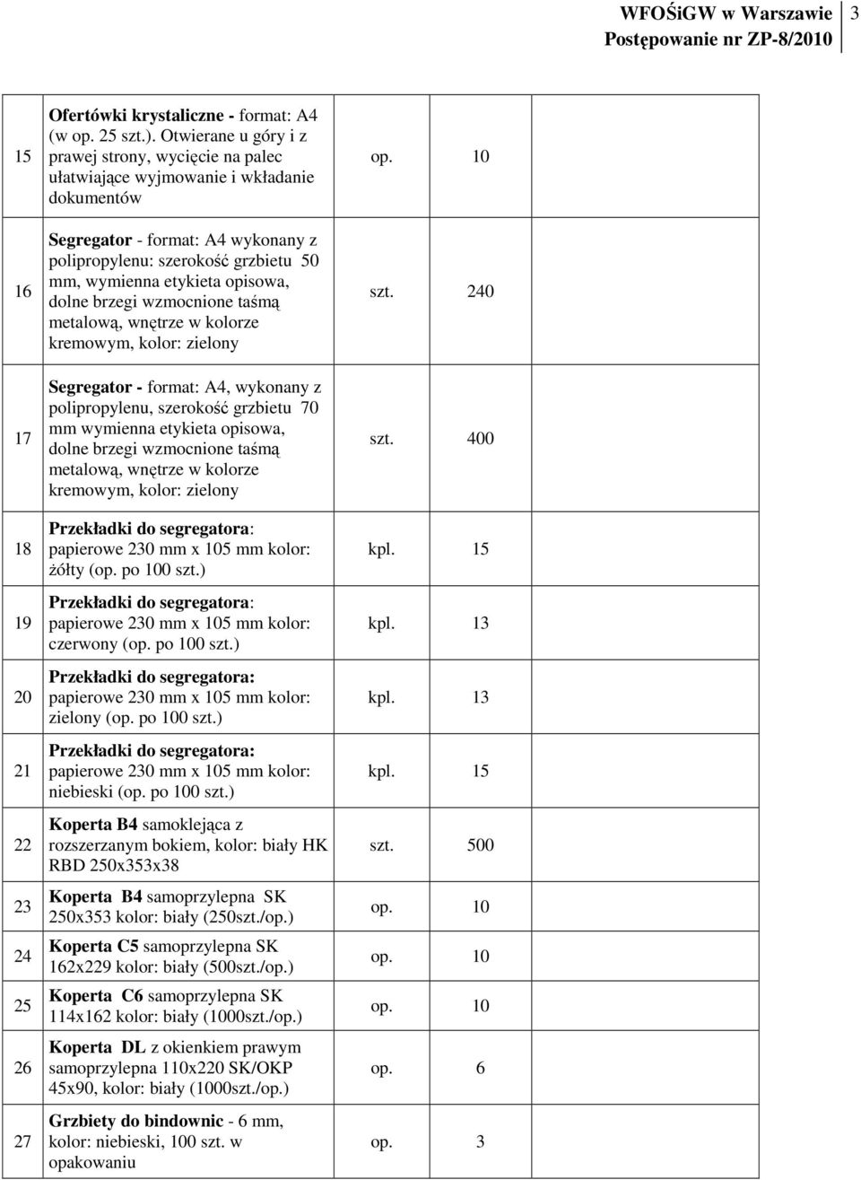 opisowa, dolne brzegi wzmocnione taśmą metalową, wnętrze w kolorze kremowym, kolor: zielony Segregator - format: A4, wykonany z polipropylenu, szerokość grzbietu 70 mm wymienna etykieta opisowa,