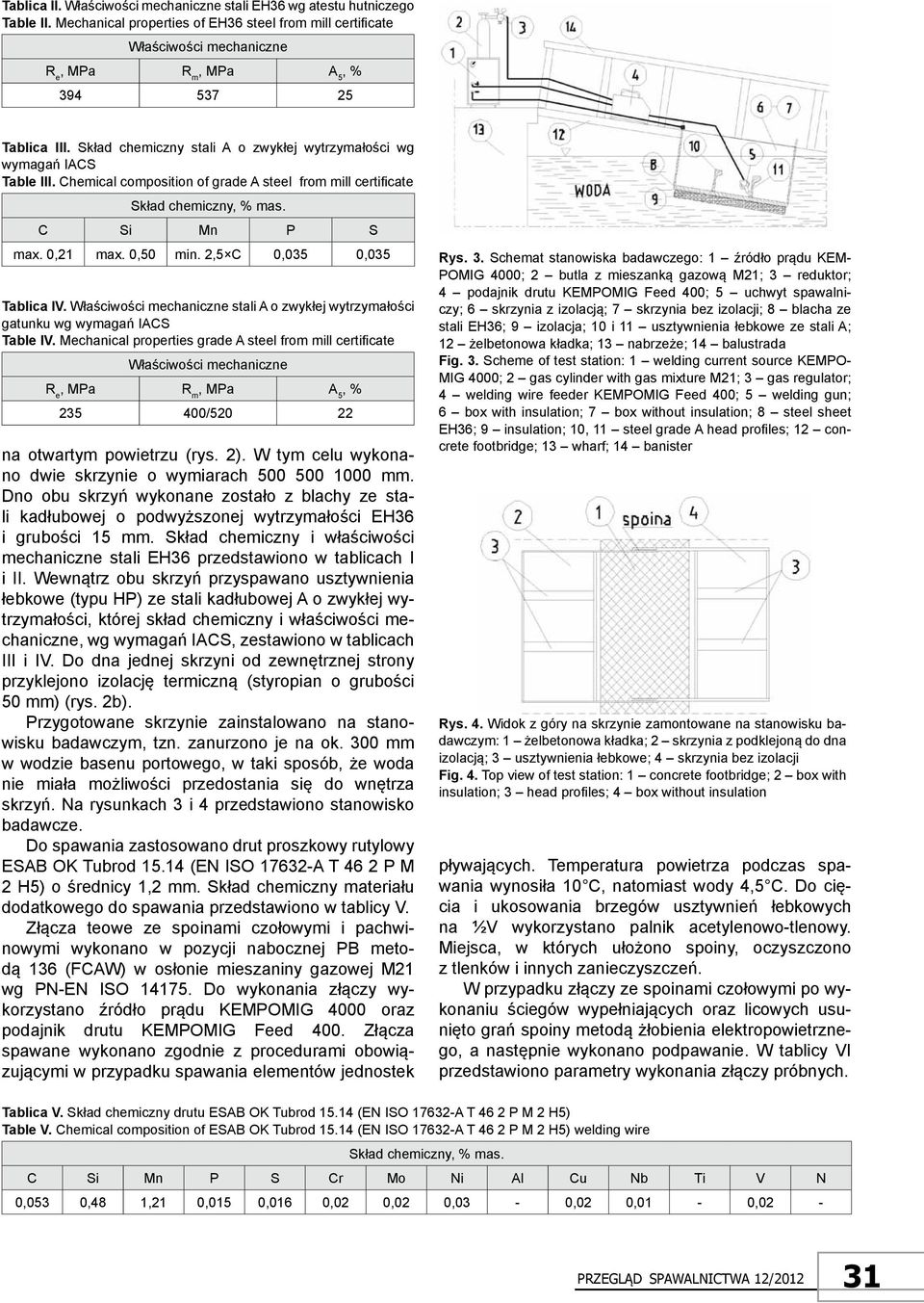 Skład chemiczny stali A o zwykłej wytrzymałości wg wymagań IACS table III. Chemical composition of grade A steel from mill certificate Skład chemiczny, % mas. C Si mn P S max. 0,21 max. 0,50 min.