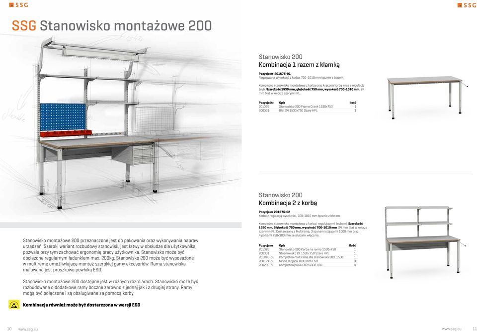 Opis Ilość 201326 Stanowisko 200 Frame Crank 1530x750 1 200331 Blat 24 1530x750 Szary HPL 1 Stanowisko 200 Kombinacja 2 z korbą Pozycja nr 201675-02 Korba z regulacją wysokości, 700-1010 mm łącznie z