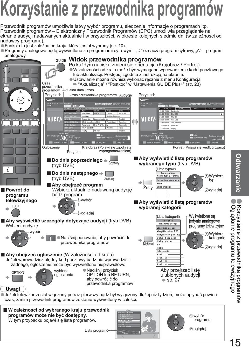 programu). Funkcja ta jest zale na od kraju, który zosta wybrany (str. 10). Programy analogowe b d wy wietlone za programami cyfrowymi.