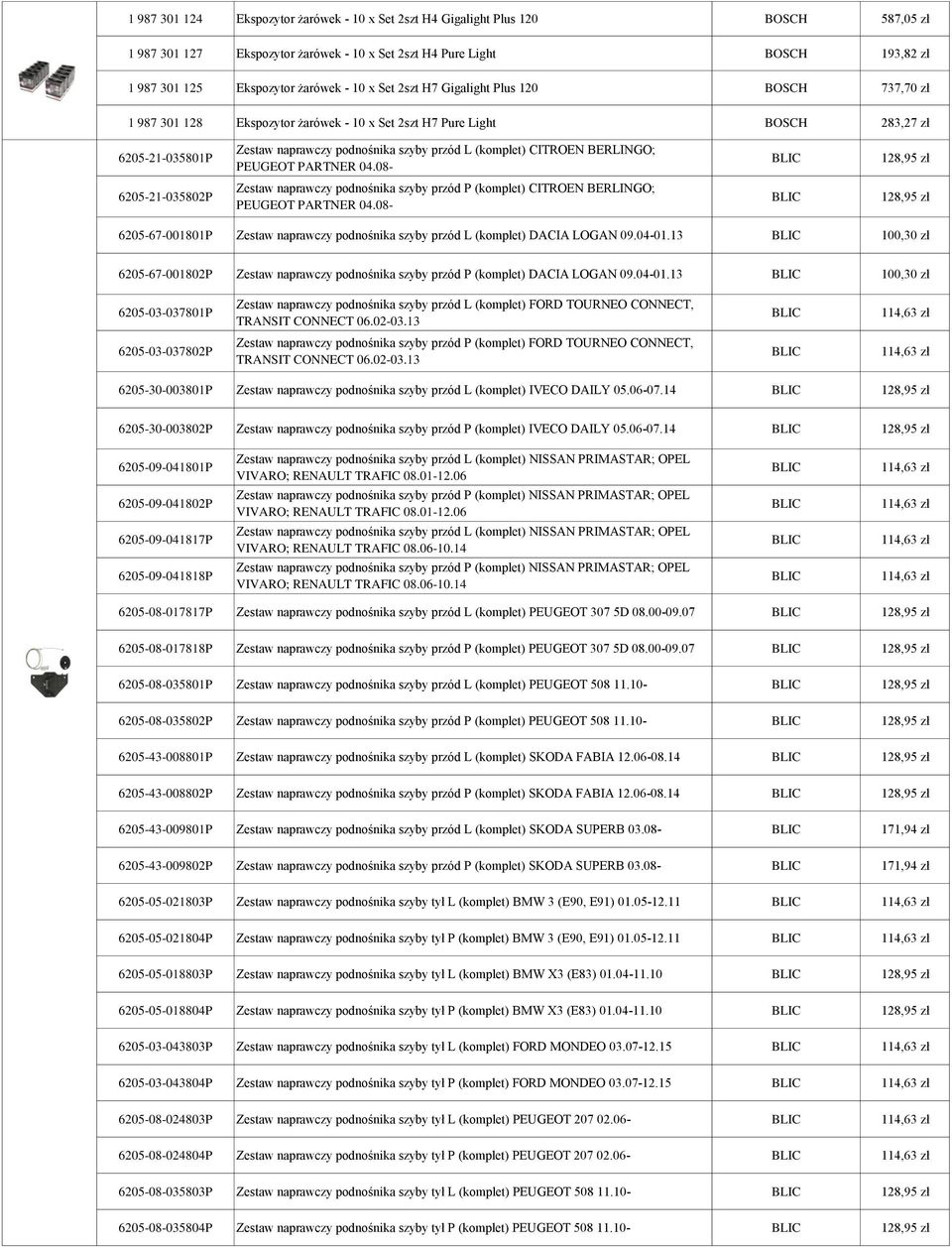 (komplet) CITROEN BERLINGO; PEUGEOT PARTNER 04.08-128,95 zł 6205-21-035802P Zestaw naprawczy podnośnika szyby przód P (komplet) CITROEN BERLINGO; PEUGEOT PARTNER 04.