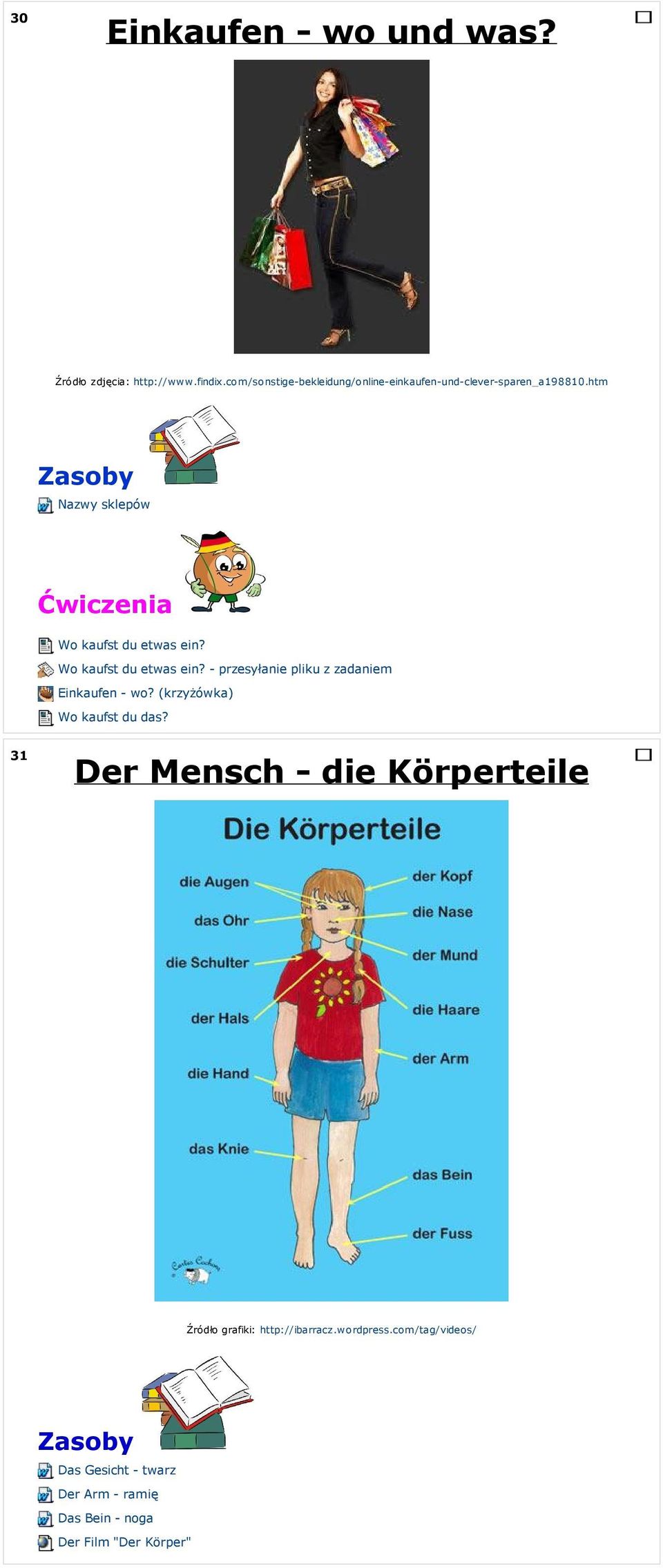 Wo kaufst du etwas ein? - przesyłanie pliku z zadaniem Einkaufen - wo? (krzyżówka) Wo kaufst du das?